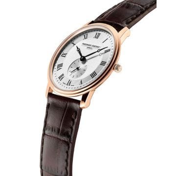 Photo of the Frederique Constant Slimline 40mm Quartz Watch – Silver Dial, Rose Gold PVD Case & Leather Strap – FC-235M4S4