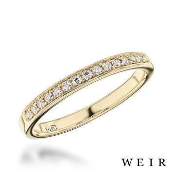 Yellow gold Round brilliant cut diamond line band