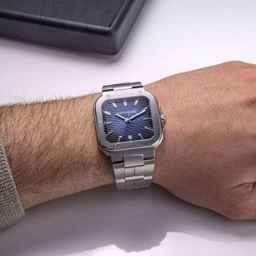 Herbelin Cap Camarat Square 39mm, Blue Dial, Quartz Movement, Stainless Steel Watch 12246b15