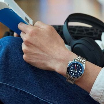 Seiko Blueberry, 5 Sports GMT SKX 42.5mm, Blue Dial, Automatic Movement, Stainless Steel Case, Stainless Steel Bracelet Watch ssk003k1