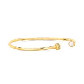 18k Gold Sceptre Diamond & Pearl Bangle