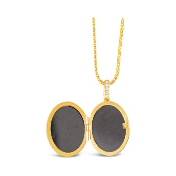 18k Gold Oval Diamond Locket Necklace