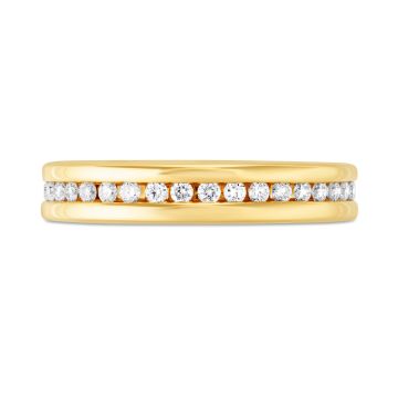 18k Gold Round Cut Line Band Ring Size O