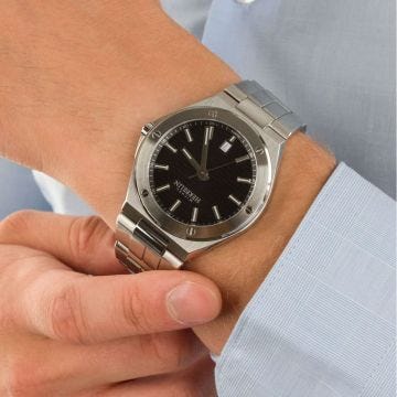 Herbelin Cap Camarat 40.5mm, Black Dial, Quartz Movement, Stainless Steel Watch 12245B14