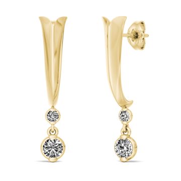 18k Yellow Gold My Caroline Drop 2 Diamond Earrings