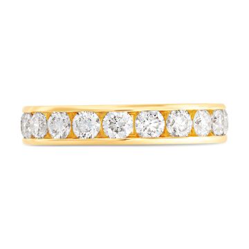 18k Yellow Gold and Diamond Line Band