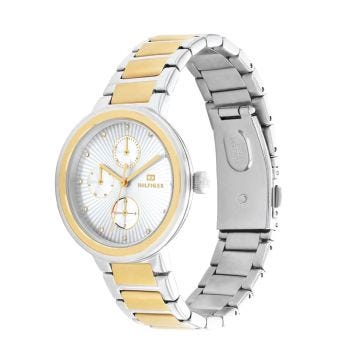 Tommy Hilfiger Goudkleurig Ladies 43mm Silver Dial Quartz Movement Stainless Steel Bracelet Watch