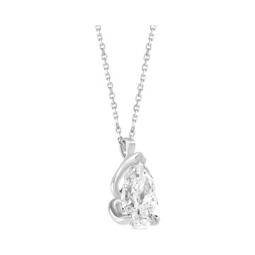 18k White Gold Pear Cut Lab Grown Diamond Pendant