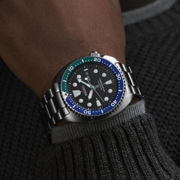 Seiko Tropical Lagoon Special Edition Turtle 44.5mm, Black Dial, Automatic Movement, Stainless Steel Case, Stainless Steel Bracelet Watch SRPJ35K1