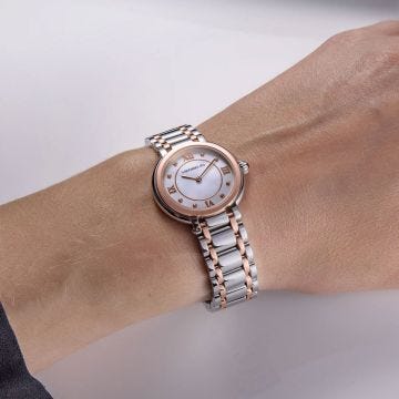 Pebble 28mm, Mother of Pearl Dial, Quartz Movement, Stainless Steel & Rose Gold PVD Watch