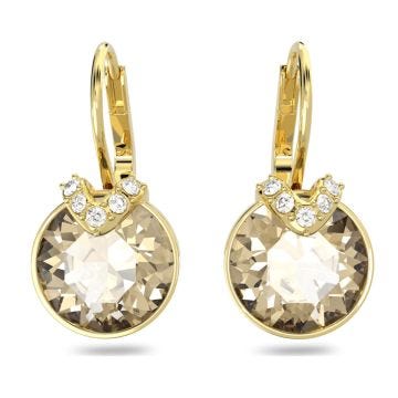 Swarovski Gold-Toned Plated Round Cut Crystal Bella V Drop Earrings