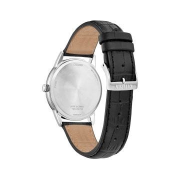 Photo of the Citizen Men’s Strap 41mm, Blue Dial, Stainless Steel Case, Black Leather Strap, Eco-Drive Watch AW1780-09L