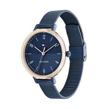 Tommy Hilfiger Florence Womens 40mm Blue Dial Quartz Movement Stainless Steel Bracelet Watch