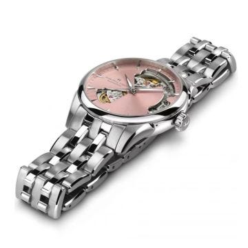 Jazzmaster Open Heart 36mm, Pink Open Heart Dial, Automatic Movement, Stainless Steel Case, Stainless Steel Bracelet Watch