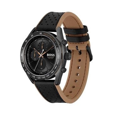 Center Court 44mm Navy Dial Quartz Movement Leather & Rubber Strap Watch