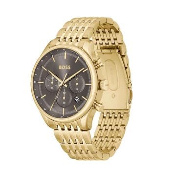 Gregor 45mm Black Dial Gold-Toned Stainless Steel Bracelet Watch