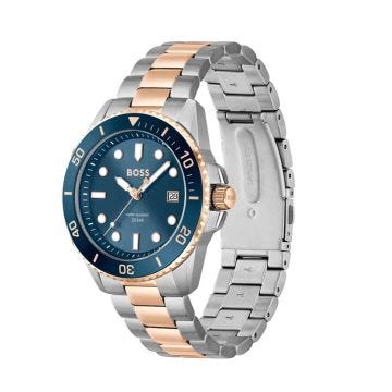 Ace 43mm Navy Dial Quartz Movement Rose Gold-Plated Stainless Steel Bracelet Watch