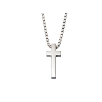 Little Star Silver North Mens Cross Necklace. Image one