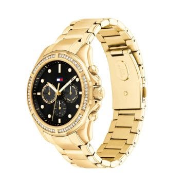 Tommy Hilfiger Horloge Dames Ladies 41mm Black Dial Quartz Movement Stainless Steel Bracelet Watch