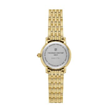 Photo of the Frederique Constant Classics Slimline 30mm Quartz Watch with Mother of Pearl Dial, Yellow Gold PVD Case – FC-220MPWD1S25B
