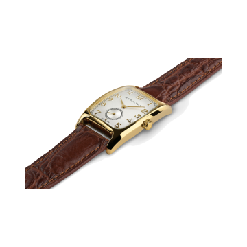 Hamilton 27mm qtz Brn trap Arabic silver