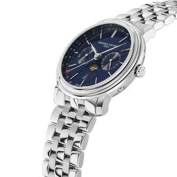 Photo of the Frederique Constant Index Business Timer 40mm Quartz Watch with Blue Dial & Stainless Steel Case – FC-270N4P6B