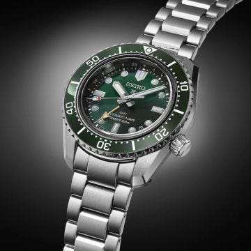 Seiko Marine Green GMT Prospex 42mm, Green Dial, Automatic Movement, Stainless Steel Case, Stainless Steel Bracelet Watch SPB381J1
