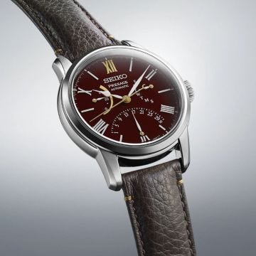 Seiko The Laurel, Presage 40.2 mm, Brown Dial, Automatic Movement, Stainless Steel Case, Leather Strap Watch SPB395J1