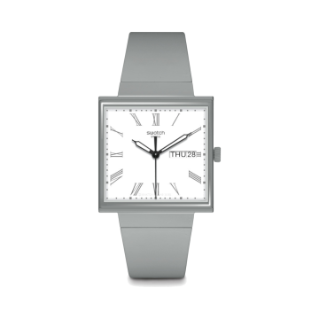 Bioceramic What If? WHAT IF...GRAY? 41.8mm, Square White Dial, Quartz, Grey Case, Grey Strap Watch