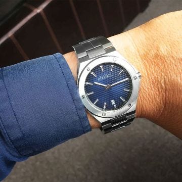 Herbelin Cap Camarat 40.5mm, Navy Dial, Quartz Movement, Stainless Steel Watch 12245b15