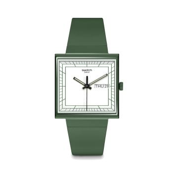 Bioceramic What If? WHAT IF...GREEN 41.8mm, Square White Dial, Quartz, Green Case, Green Strap Watch