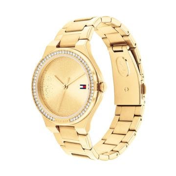 Tommy Hilfiger Juliette Ladies 26mm Gold Dial Quartz Movement Stainless Steel Bracelet Watch