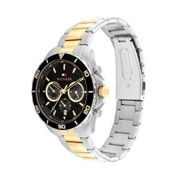 Tommy Hilfiger Jordans Mens 43mm White Dial Quartz Movement Two Toned Stainless Steel Bracelet Watch