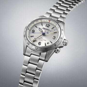 Seiko Alpinist GMT Prospex 39.5mm, Silver Dial, Automatic Movement, Stainless Steel Case, Stainless Steel Bracelet Watch SPB407J1