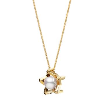 Mikimoto 18k Yellow Gold 7.25mm Akoya Cultured Pearl M Collection Pendant Necklace