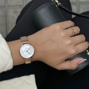 Petite Lumine 5-Link Melrose 28mm Rose Gold Dial Quartz Stainless Steel Watch
