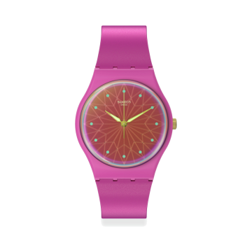 Swatch Holiday Collection FANTASTIC FUCHSIA 34mm, Round Pink Dial, Quartz, Pink Case, Pink Strap Watch
