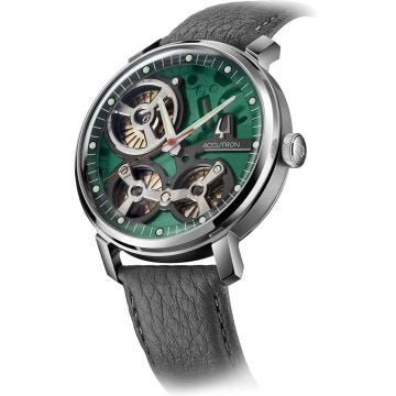 Spaceview 44mm Green Skeleton Dial Automatic Leather Strap Watch