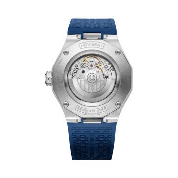 Baume et Mercier Riviera 10619, 42mm, Blue Dial, Automatic Movement, Rubber Strap Watch BM0A10619