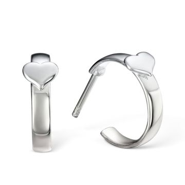 Silver Novie Heart Hoop Earrings