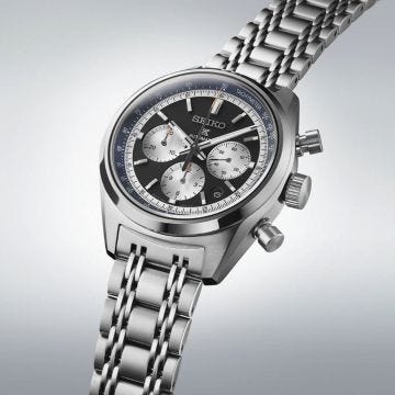 Seiko Speedtimer Panda 1972 Chronograph Limited Edition, Prospex, 42mm, Black Dial, Automatic Movement, Stainless Steel Case, Stainless Steel Bracelet Watch srq049j1