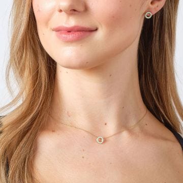 N9ne 9k Yellow Blue Enamel Round Pendant Necklace