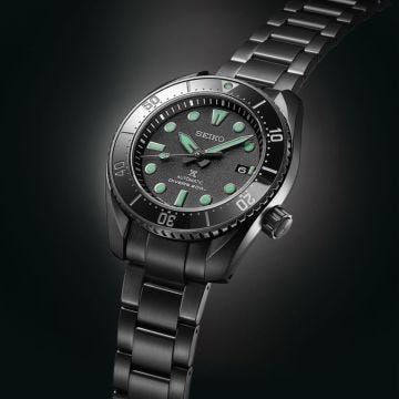 Seiko Night Vision Sumo Diver Prospex 45mm, Black Dial, Automatic Movement, Stainless Steel Case, Stainless Steel Bracelet Watch SPB433J1