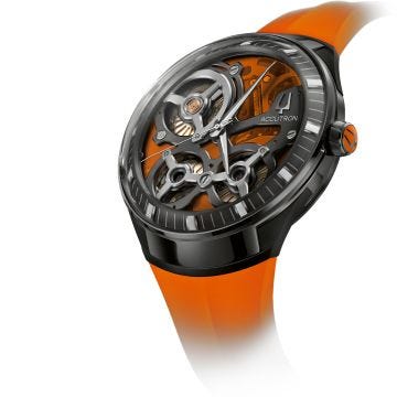 Electrostatic DNA Casino 45mm Orange Skeleton Dial Automatic Rubber Strap Watch