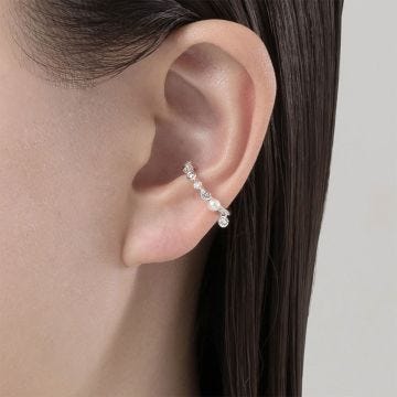 Mikimoto Akoya Cultured Pearl 18K Diamond Ear Cuff