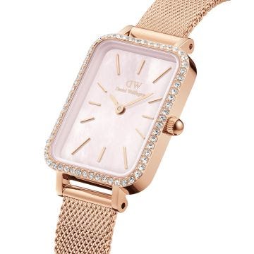 Quadro Lumine 20mm Pink Dial Quartz Moviment Rose Gold Plated Watch