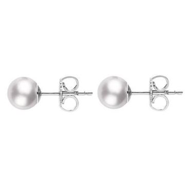 Mikimoto 18k White Gold 7.5mm White Grade AA Pearl Stud Earrings