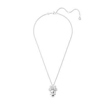 Disney Minnie Mouse, Cubic Zirconia Crystal, Rhodium Plated Pendant Necklace