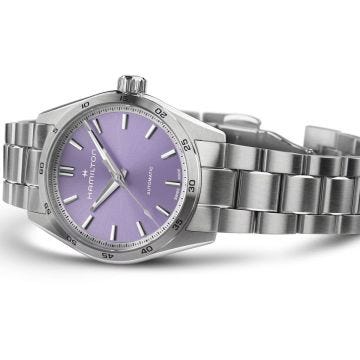 Photo of the Hamilton Jazzmaster Performer 34mm, Purple Dial, Automatic Movement, Stainless Steel Watch H36105170