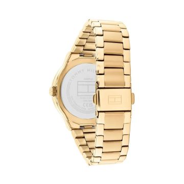 Tommy Hilfiger Piper Womens 44mm Brown Dial Quartz Movement Yellow Gold Plated Stainless Steel Bracelet Watch